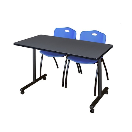 Kobe Rectangle Tables > Training Tables > Kobe Mobile Table & Chair Sets, 48 W, 24 L, 29 H, Grey MKTRCC4824GY47BE